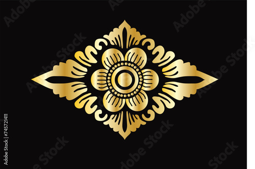 The gold floral motif is a typical Indonesian Balinese floral motif, exclusive and classic, suitable for various purposes. EPS VECTOR 10