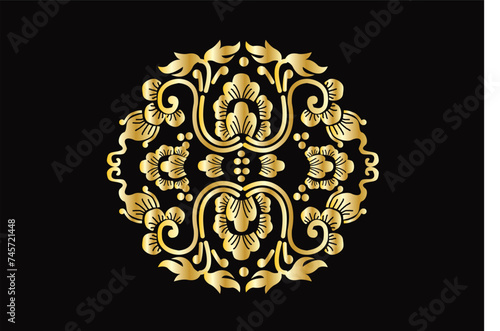 The gold floral motif is a typical Indonesian Balinese floral motif, exclusive and classic, suitable for various purposes. EPS VECTOR 10