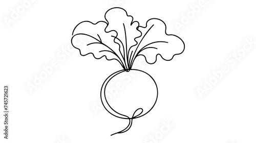 Continuous line drawing whole healthy organic beetroot for plantation logo identity.