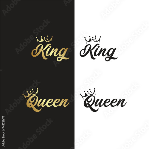 King & Queen Text Logo With Crown icon 