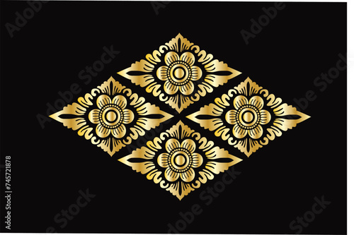 The gold floral motif is a typical Indonesian Balinese floral motif, exclusive and classic, suitable for various purposes. EPS VECTOR 10