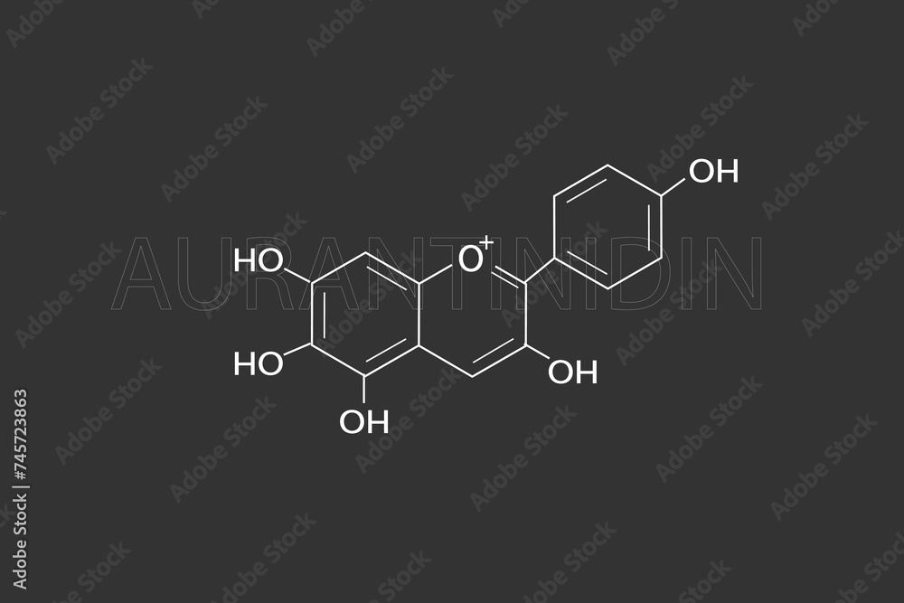 Fototapeta premium Auratinidin molecular skeletal chemical formula