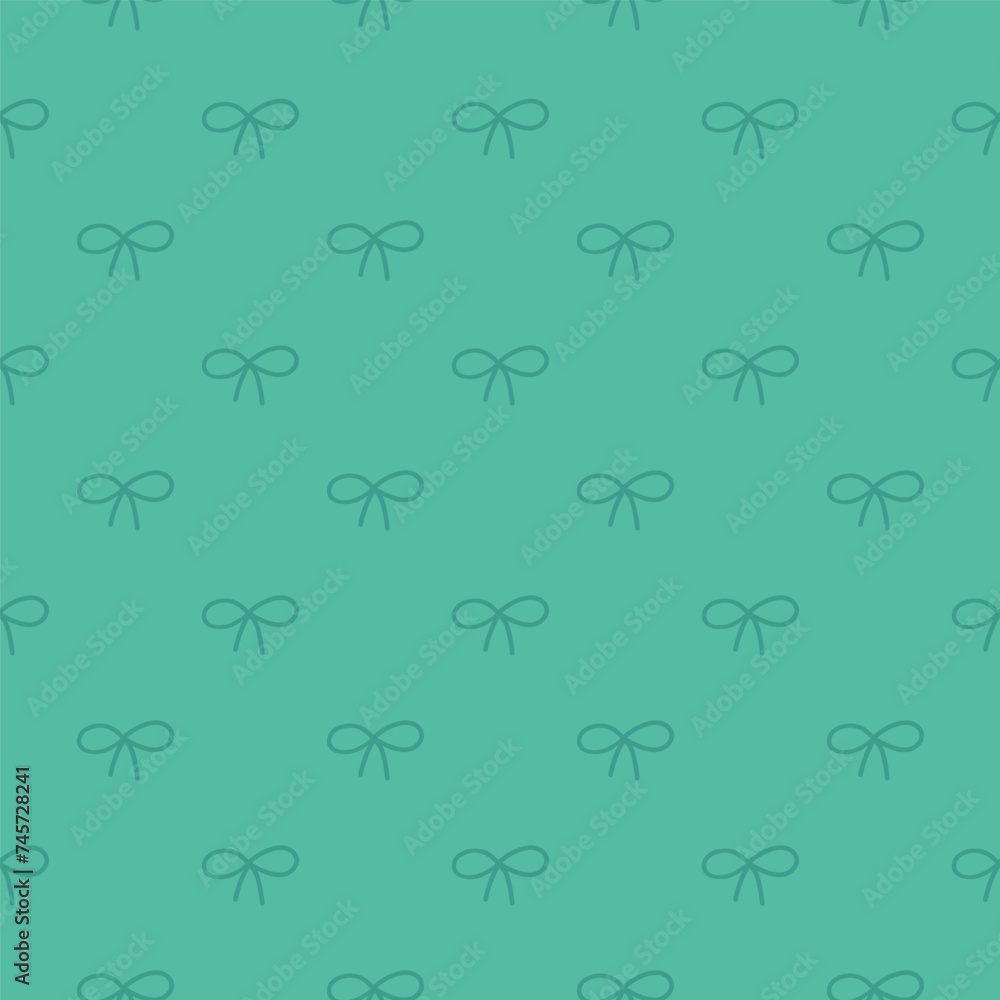 Green seamless pattern with bows