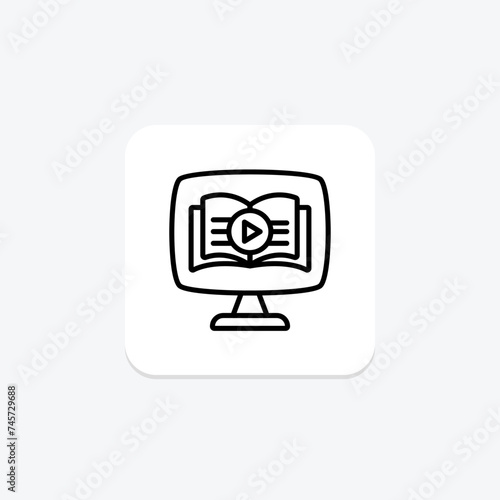 Video Lessons icon, instructional videos, educational videos, tutorial videos, online videos line icon, editable vector icon, pixel perfect, illustrator ai file