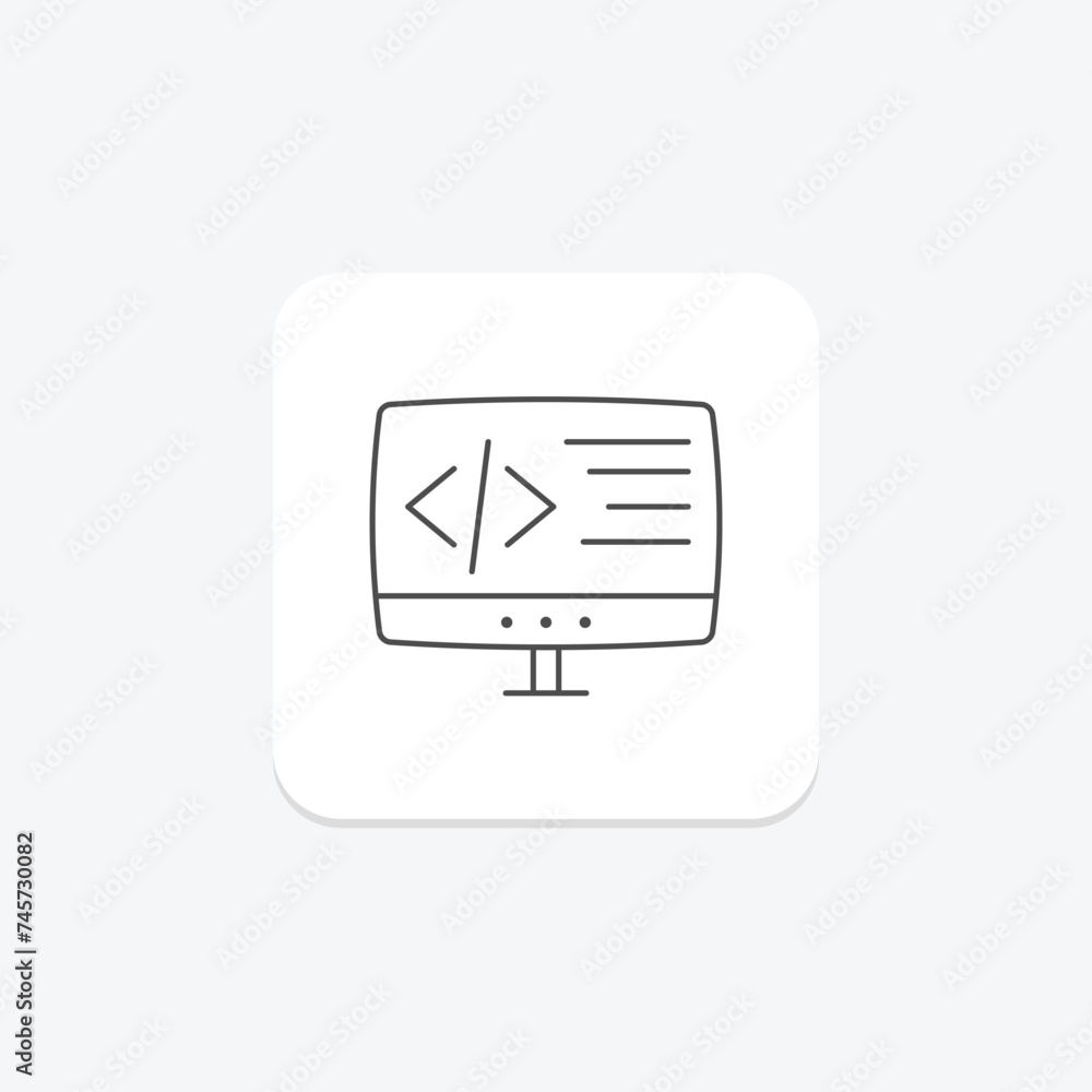 Coding icon, programming, computer programming, software development, coding languages thinline icon, editable vector icon, pixel perfect, illustrator ai file Coding icon, programming, computer programming, software development, coding languages thinline icon, editable vector icon, pixel perfect, illustrator ai file