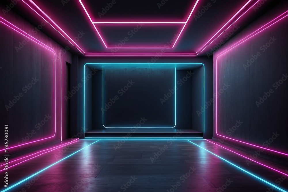 Neon-lit Empty Room