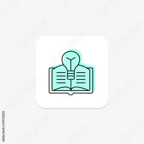Learning icon, acquisition, understanding, knowledge, study color shadow thinline icon, editable vector icon, pixel perfect, illustrator ai file