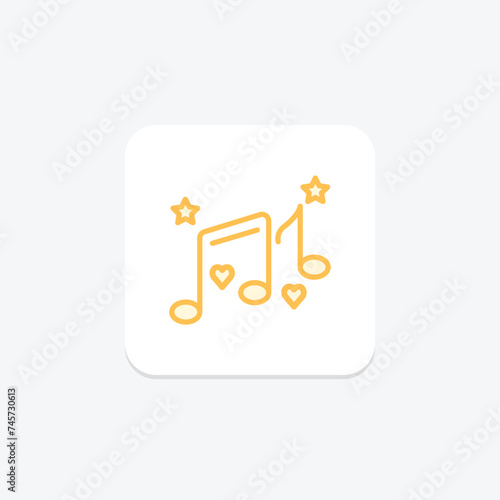 Music icon, musical study, musical research, musical inquiry, music theory duotone line icon, editable vector icon, pixel perfect, illustrator ai file