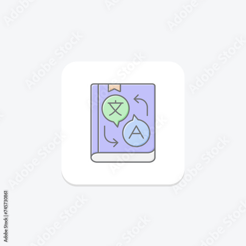 Language Learning icon, language acquisition, language study, language education, language instruction lineal color icon, editable vector icon, pixel perfect, illustrator ai file