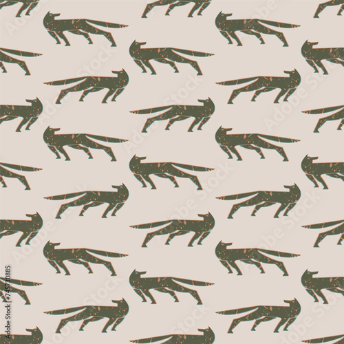 Stylish seamless pattern with foxes. Vector background, print, design