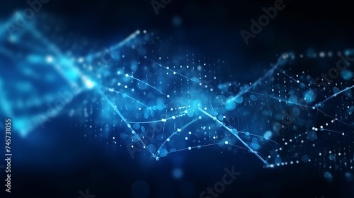 Abstract dark and blue digital background. Big data digital code, Data Communication and Transfer of DNA Biology. Futuristic information technology concept