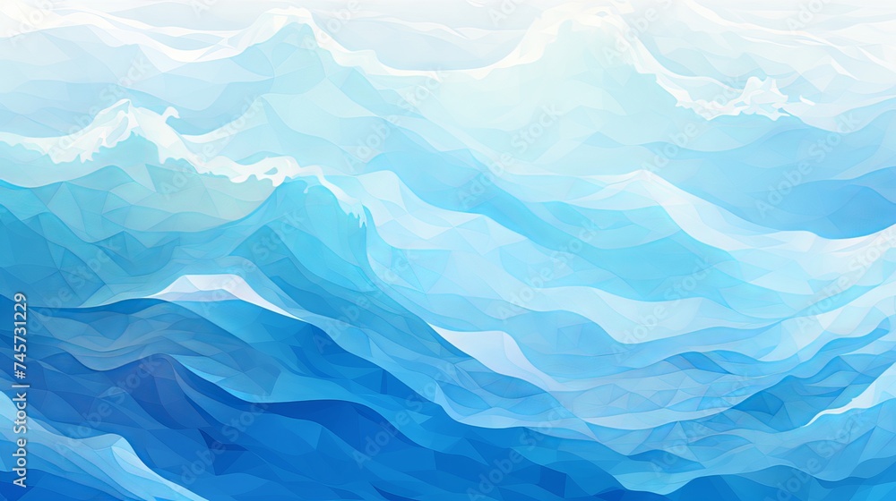 Fototapeta premium Abstract sea geometric background with triangles, water waves