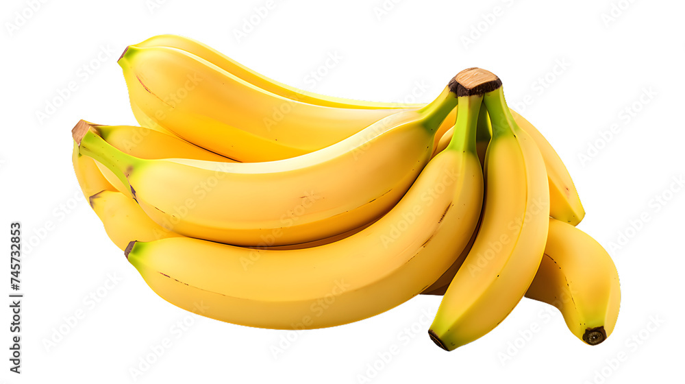 Cut-out of fresh bananas isolated on a transparent background. PNG. Hight quality image.