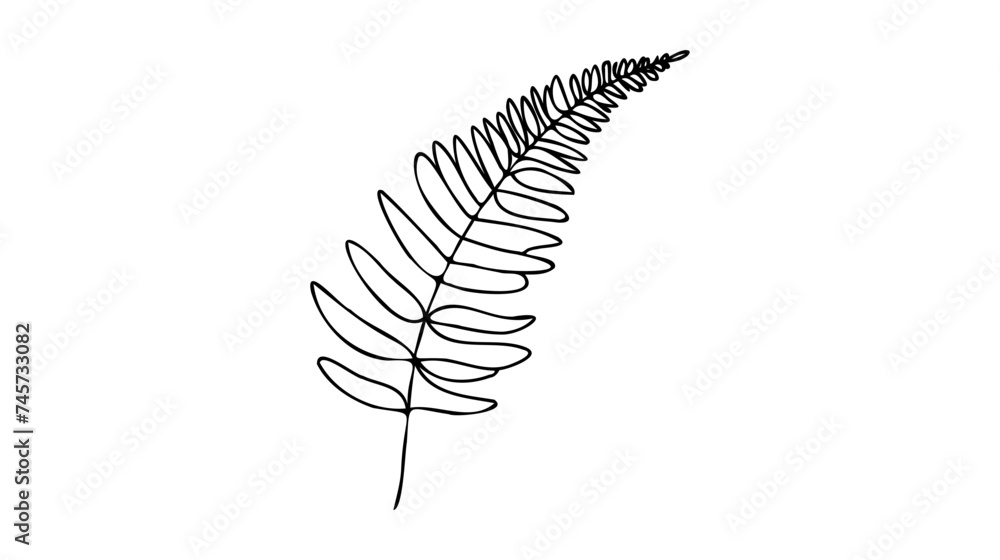 One line drawing fern. Continuous line exotic tropical plant One line drawing fern. Continuous line exotic tropical plant