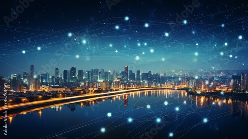 Cityscape and line effect  network connection concept,Smart city,Business concept © Elchin Abilov