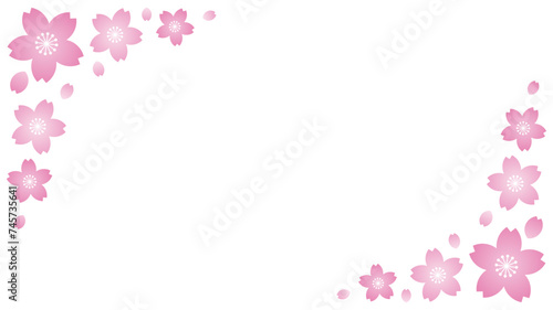 桜　フレーム  花　シンプル　角