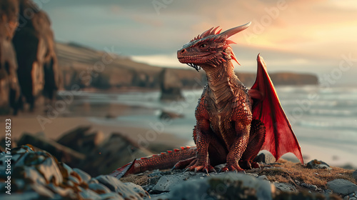 the Welsh dragon, a symbol of Welsh identity and pride - AI Generated photo