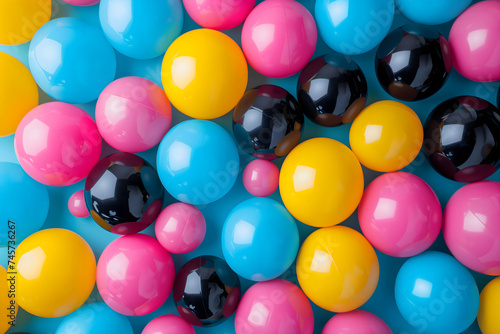 Full-frame background of piled colorful plastic balls