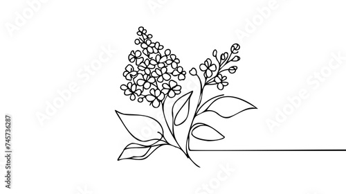 One continuous line drawing beauty fresh syringa vulgaris for garden logo.
