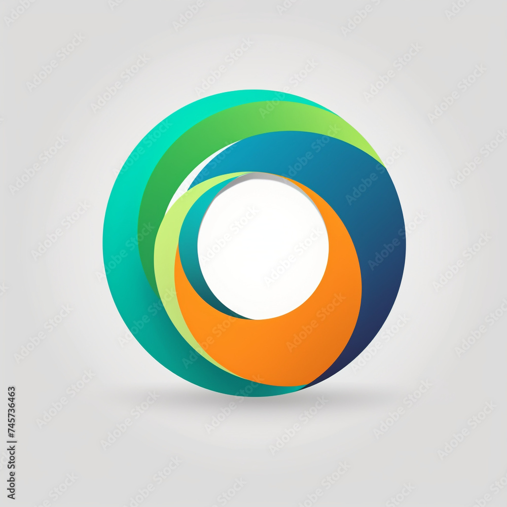 simple circular logo in blue, green and orange color, artistic, white inside and bench background сreated with Generative Ai simple circular logo in blue, green and orange color, artistic, white inside and bench background сreated with Generative Ai