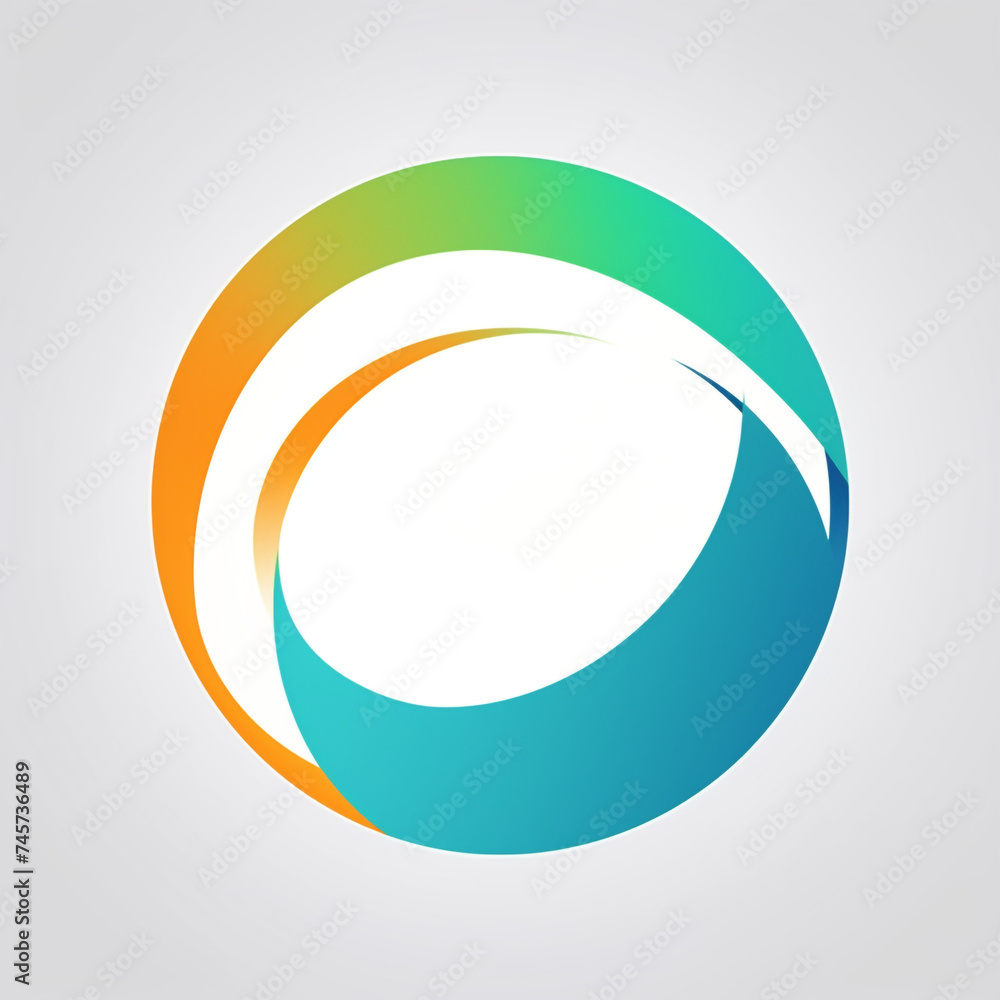 simple circular logo in blue, green and orange color, artistic, white inside and bench background сreated with Generative Ai simple circular logo in blue, green and orange color, artistic, white inside and bench background сreated with Generative Ai