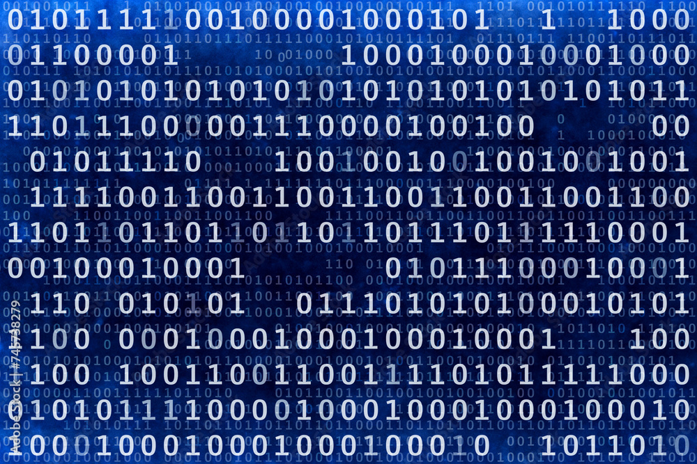 Dark blue binary code concept background gradient banner Dark blue binary code concept background gradient banner