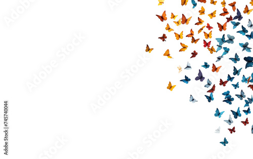 Butterfly Migration Capturing Thousands in Flight Isolated on Transparent Background PNG.