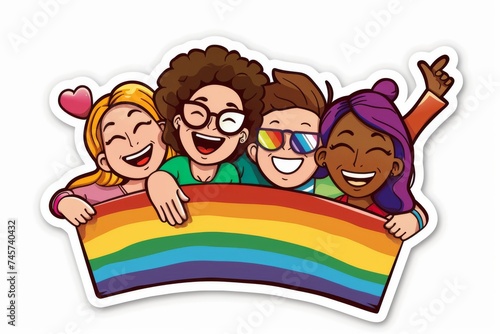 LGBTQ Sticker snort sticker design. Rainbow sprightly sticker motive unconditional love diversity Flag illustration. Colored lgbt parade lgbtq organization is love. Gender speech lgbtqi2saa