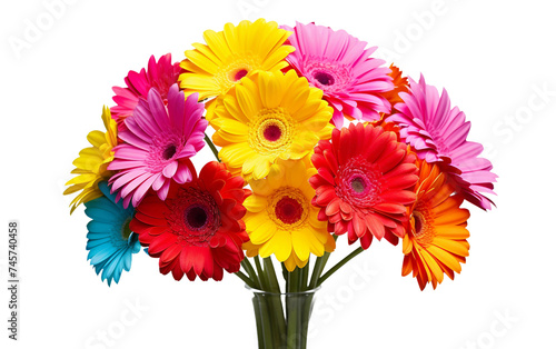 Cheerful Gerbera Daisies Arranged in a Bright and Colorful Composition Isolated on Transparent Background PNG.