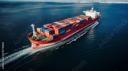 Aerial view of a Cargo vessel