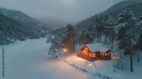A white Christmas in a remote mountain cabin.