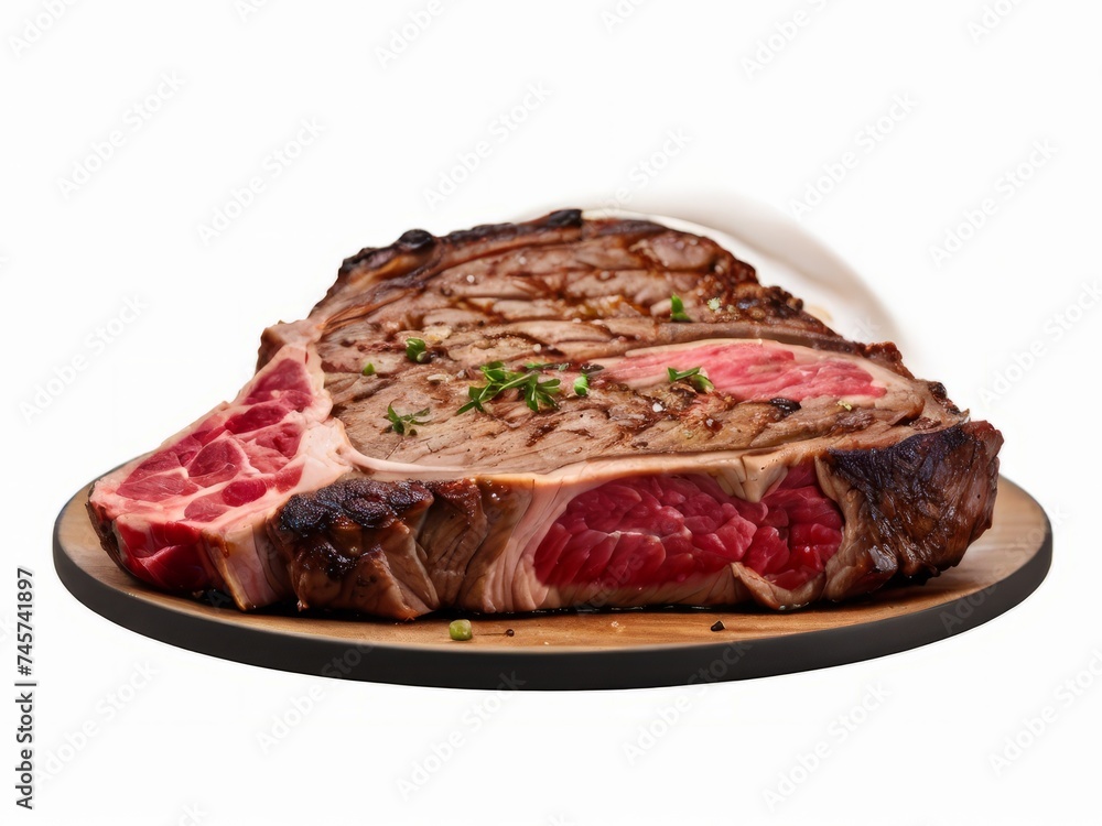 Juicy Steak Served on a Plate With a Knife