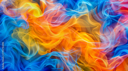 Abstract realistic thick colorful smoke. Copy space for text. 
