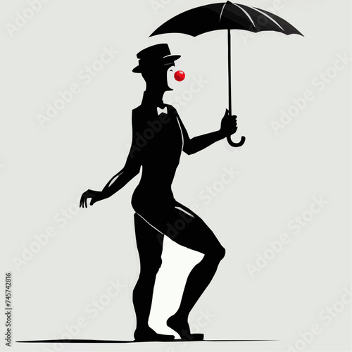 Silhouette of a man in a pantomime actor costume