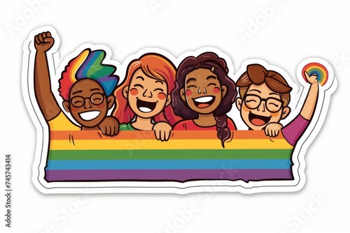 LGBTQ Sticker rainbow flag sticker design. Rainbow affirmation sticker motive lgbtq support groups sticker diversity Flag illustration. Colored lgbt parade multihued. Gender speech boundary