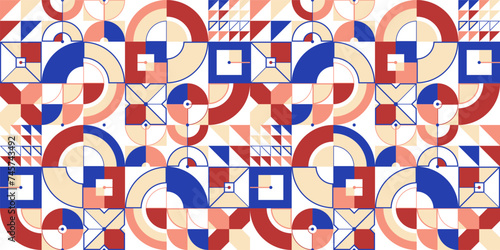 Seamless vector abstract background in pink color, geometric seamless pattern, tiling endless wallpaper with geometrical shapes structure.