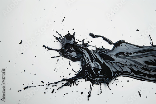 close up isolated image of a black splash of paint on a neutral white background Generative AI