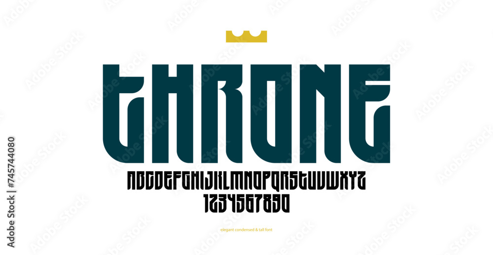 Bold simple sans serif elegant display font for logos headers or slogans, vector thick and beautiful geometric typeface, uppercase letters alphabet with numbers, poster and advertising. Bold simple sans serif elegant display font for logos headers or slogans, vector thick and beautiful geometric typeface, uppercase letters alphabet with numbers, poster and advertising.