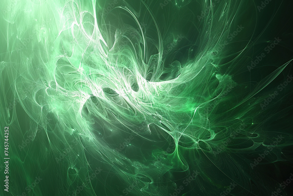 close up horizontal image of a glowing green abstract waves background Generative AI close up horizontal image of a glowing green abstract waves background Generative AI