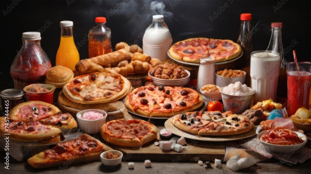 Assorted Pizza Varieties on Display on a Table