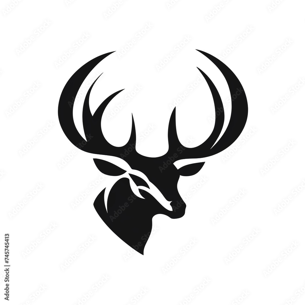 A simple logo black and white vector silhouette Deer cartoon, humourous, fine lines, white background сreated with Generative Ai A simple logo black and white vector silhouette Deer cartoon, humourous, fine lines, white background сreated with Generative Ai