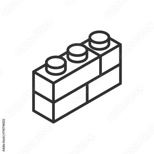 Constructor bricks, linear icon. Constructor for children. Line with editable stroke