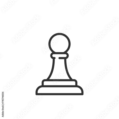 Pawn. chess piece, linear icon. Line with editable stroke