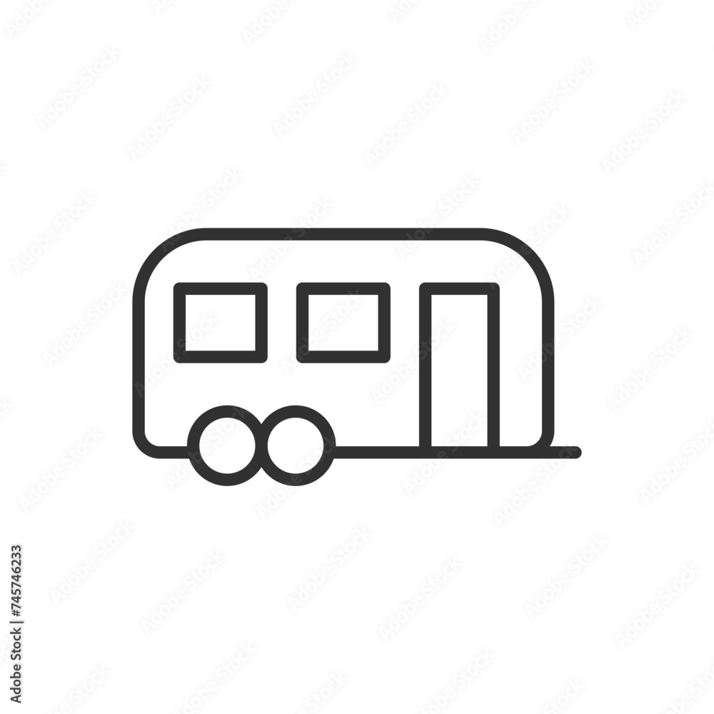 Travel trailer, linear icon. Motorhome. Line with editable stroke Travel trailer, linear icon. Motorhome. Line with editable stroke