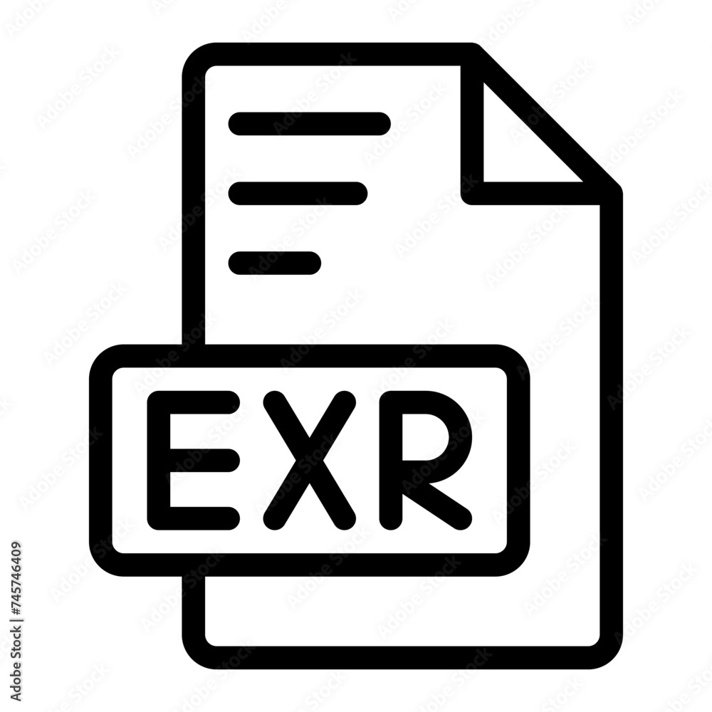 Exr icon outline style design image file. image extension format file type icon. vector illustration Exr icon outline style design image file. image extension format file type icon. vector illustration