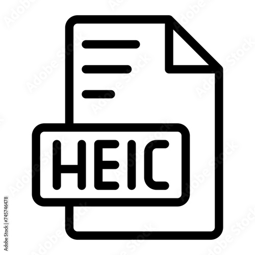 Heic icon outline style design image file. image extension format file type icon. vector illustration
