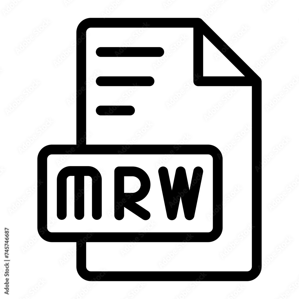 Mrw icon outline style design image file. image extension format file type icon. vector illustration Mrw icon outline style design image file. image extension format file type icon. vector illustration