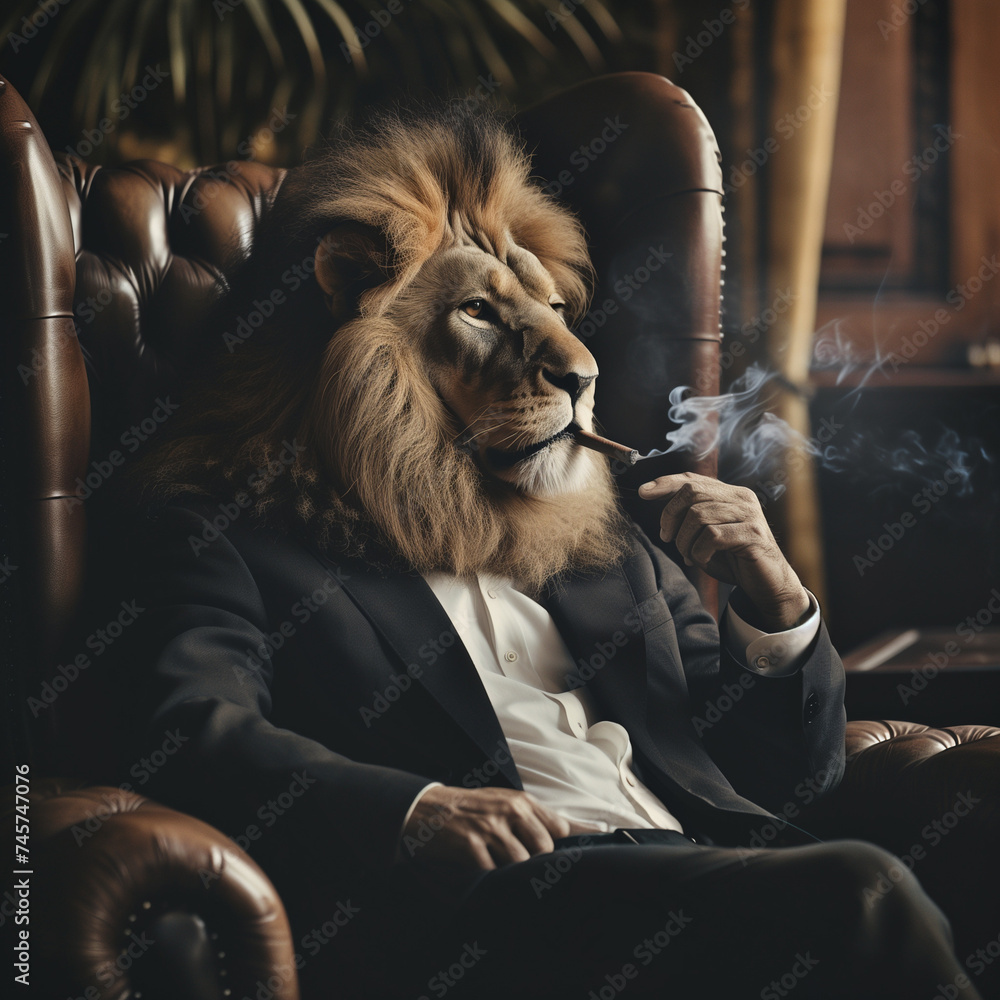 lion with cigarette in mouth
lion with cigarette in mouth