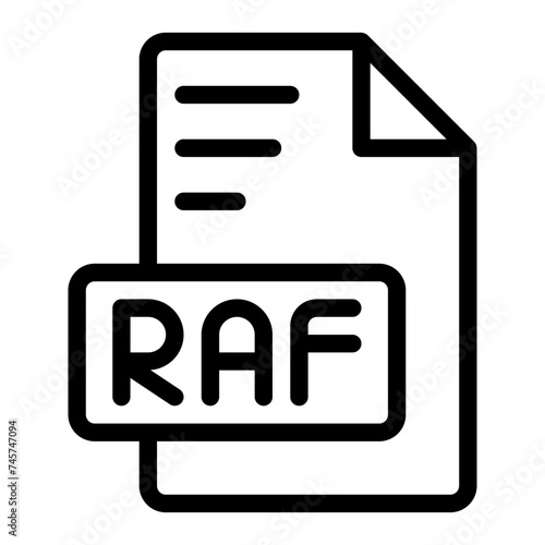 Raf icon outline style design image file. image extension format file type icon. vector illustration