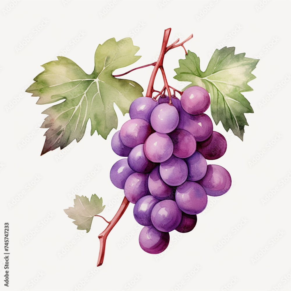 Fototapeta premium watercolor grape clipart for graphic resources сreated with Generative Ai